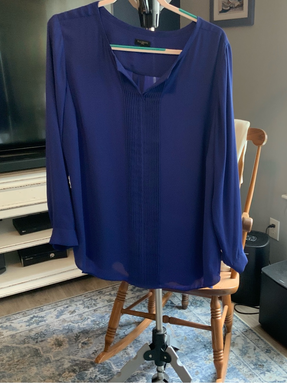 Talbots Women's Royal Blue Pleated Front Blouse